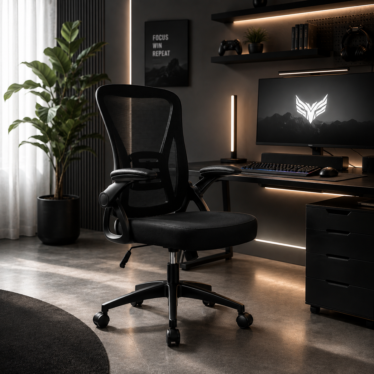 Chaise gaming Elya Pro Edenseat - vue de coté full black coin gamer 