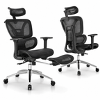 Chaise Ergonomique premium ErgoAir Appui-tête, soutien lombaire dynamique, repose pied