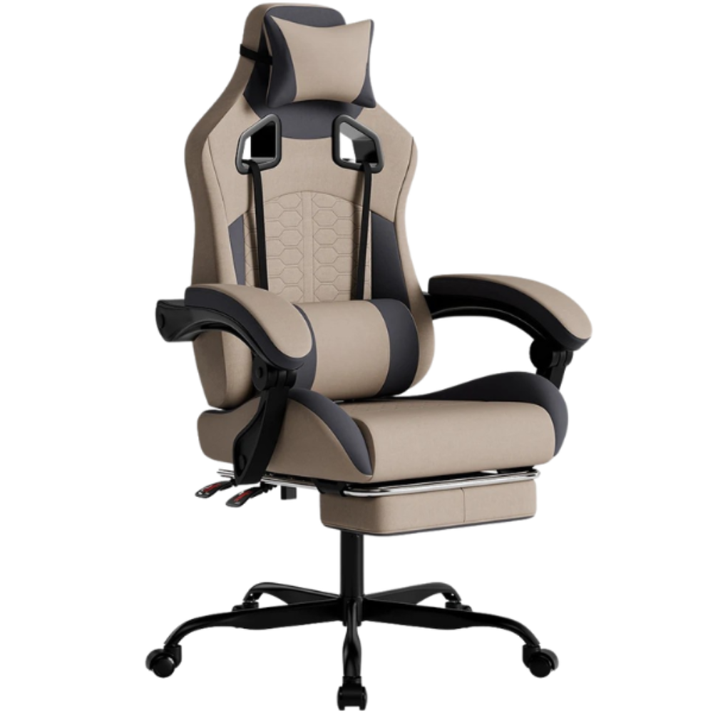 Fauteuil de bureau ergonomique & Gaming CyberGlow, revêtement synthétique de qualité, soutien appui-tête, épaules, lombaires & hanches
