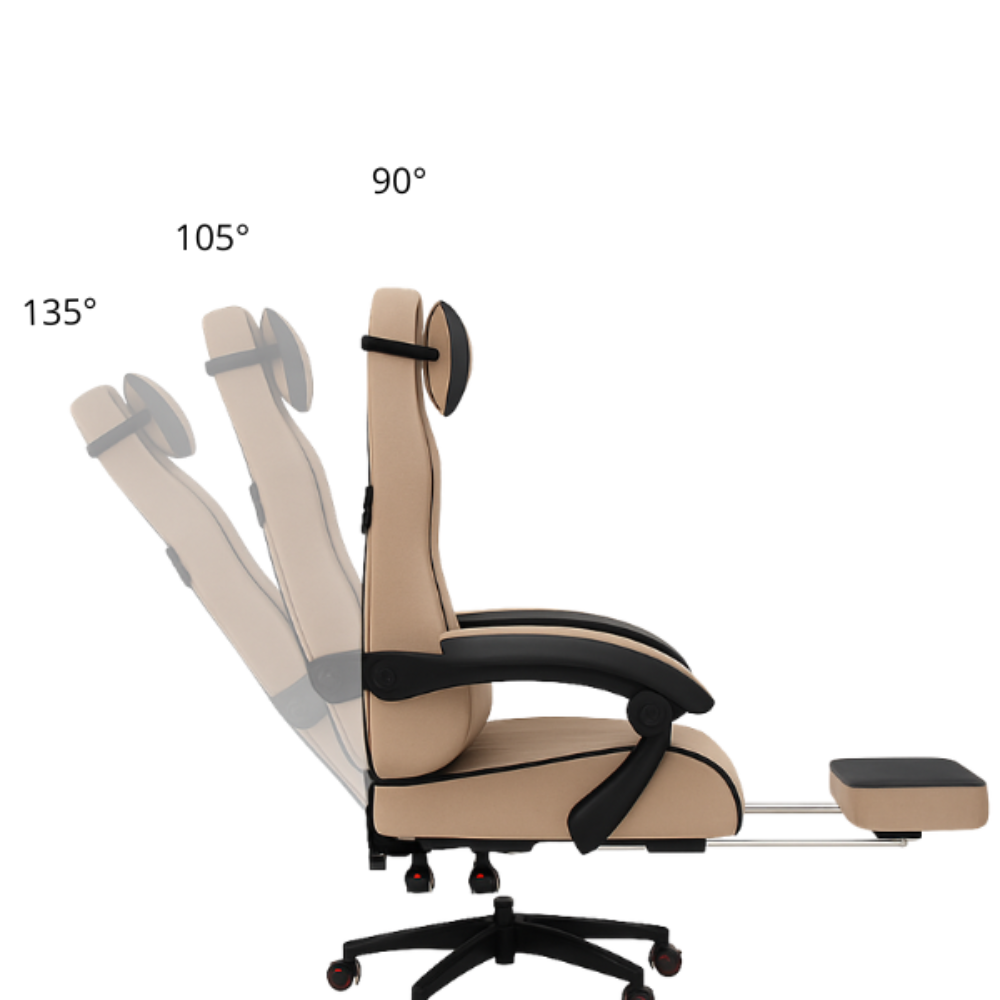 Fauteuil de bureau ergonomique & Gaming CyberGlow, revêtement synthétique de qualité, soutien appui-tête, épaules, lombaires & hanches