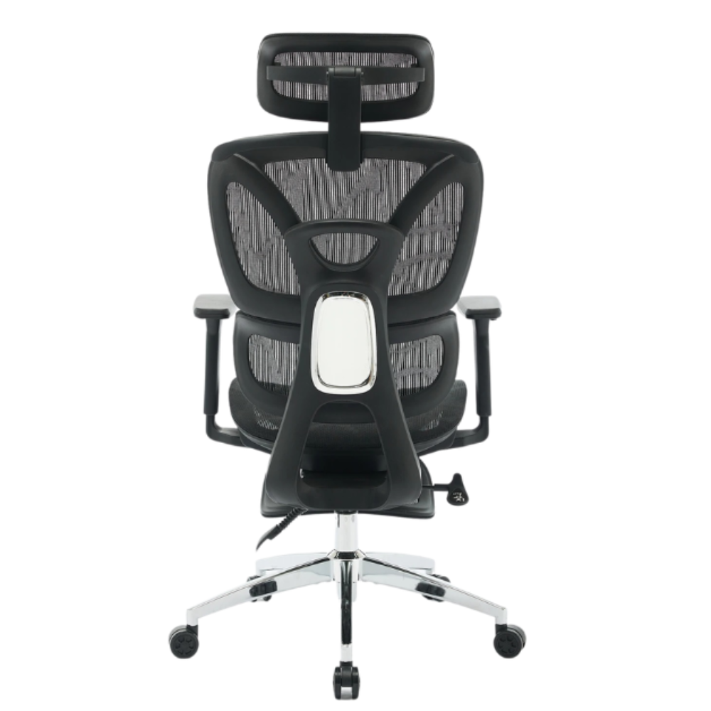 Chaise Ergonomique ErgoAir Appui-tête, soutien lombaire dynamique, repose pied, Noir