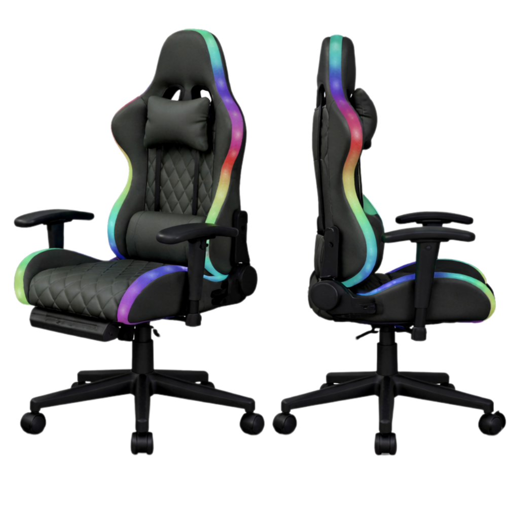 Chaise de bureau RVB Phantom, appui-tête ergonomique, soutien lombaire massant, inclinaison dossier 90° à 135° réglable