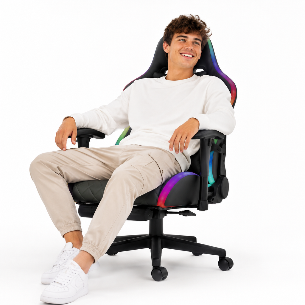 Chaise de bureau RVB Phantom, appui-tête ergonomique- inclinaison 90° à 135°