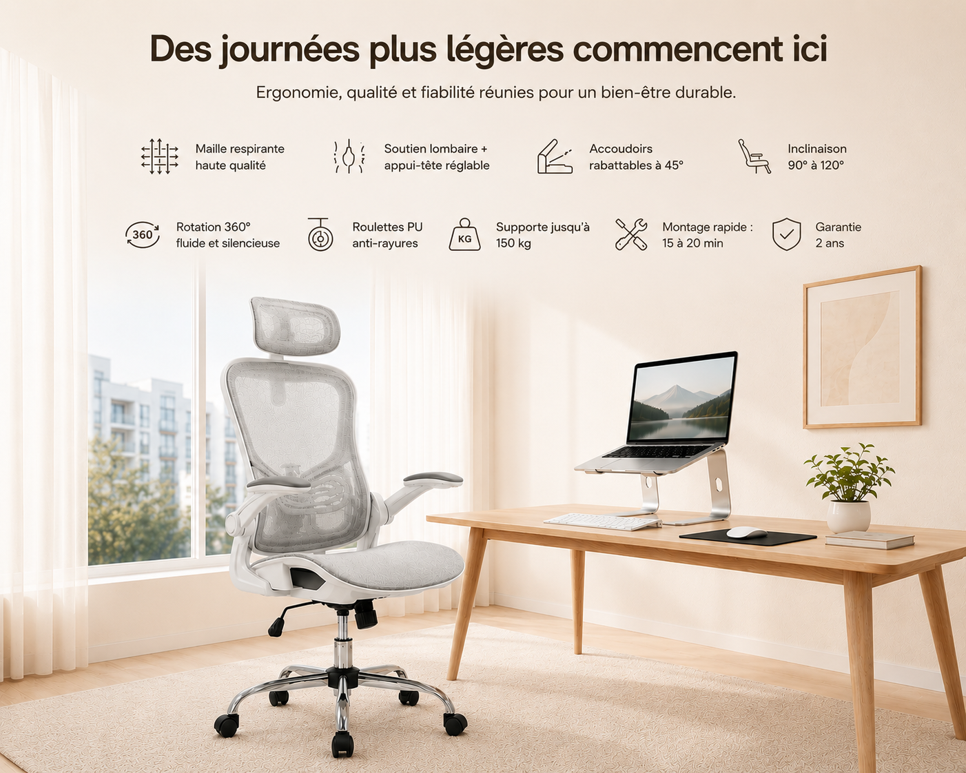 Chaise de bureau Ergonomique Airflow - Rotation 360°