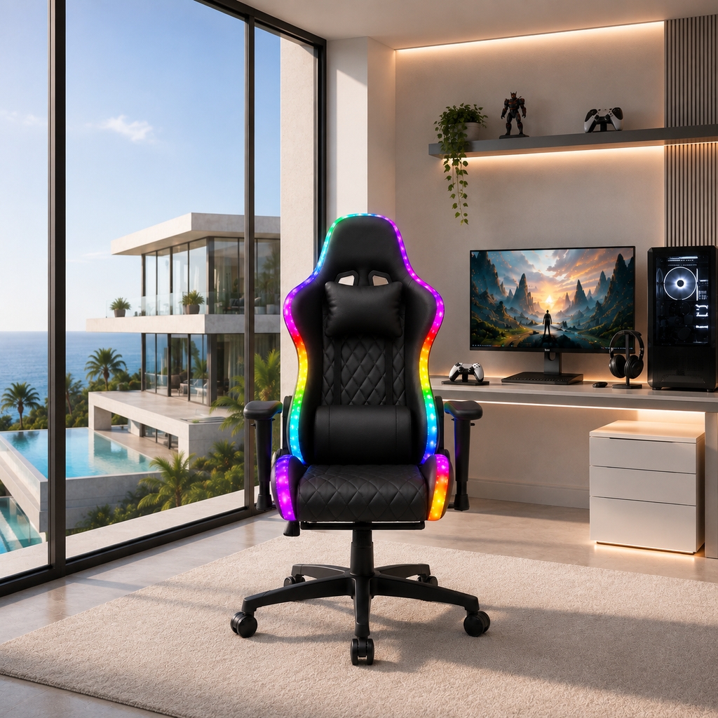 Chaise Gaming Pro Max RGB - base 5 branches et roulettes - Edenseat