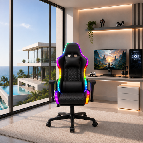 Chaise Gaming Pro Max RGB - base 5 branches et roulettes - Edenseat