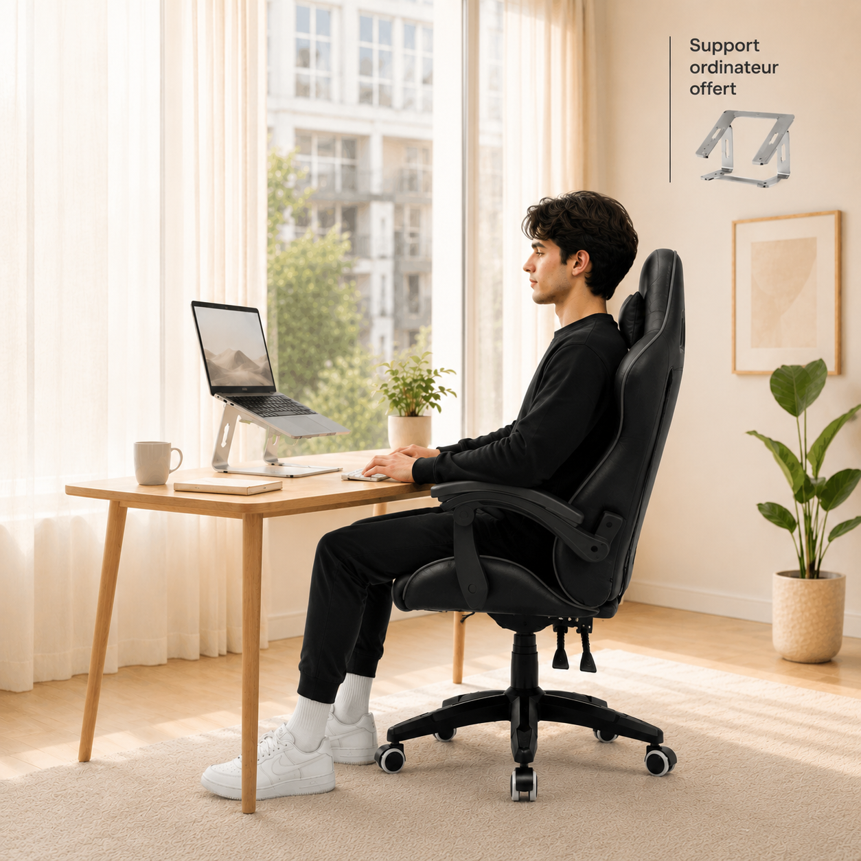Chaise de bureau Apex ergonomique dans setup travail à domicile