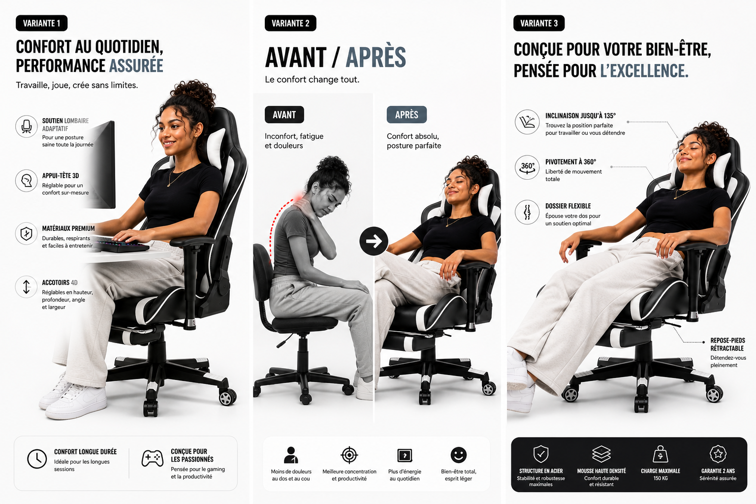Chaise de bureau Gaming Halo bluetooth, une ergonomie & un maintien parfait