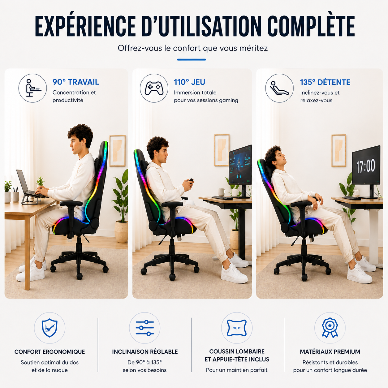 Chaise Gaming Pro Max RGB - vue de profil - Edenseat