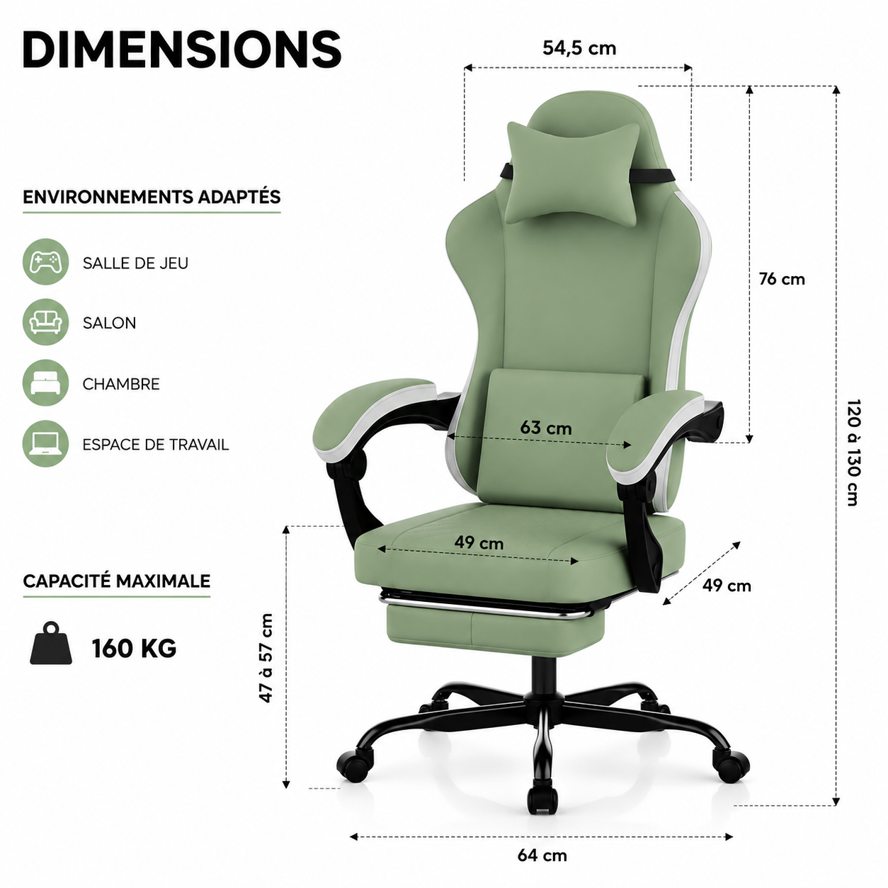 Chaise gaming RX9 Edenseat - coussin lombaire et appuie-tête inclus